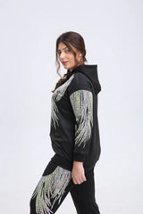 Elegant Vibrant Sparking Rhinestones Hoodies Outerwear