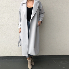 Elegant long coat Office lady off shoulder sleeve overcoat