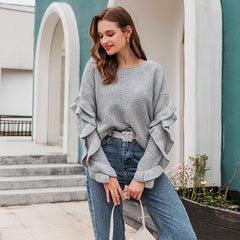 Elegant o-neck off shoulder jumper sweater