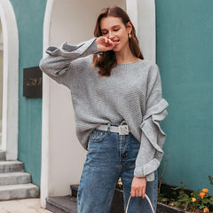 Elegant o-neck off shoulder jumper sweater