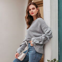 Elegant o-neck off shoulder jumper sweater