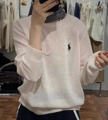 Embroidered Pullover O-neck Soft and Comfortable Cashmere