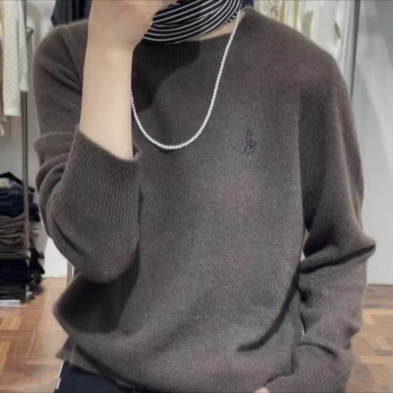 Embroidered Pullover O-neck Soft and Comfortable Cashmere