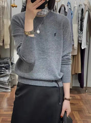 Embroidered Pullover O-neck Soft and Comfortable Cashmere