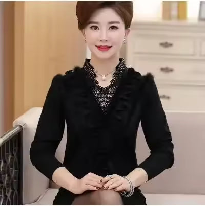 Embroidering Diamond Christmas Fur Sweater Pullover Jumper Tops