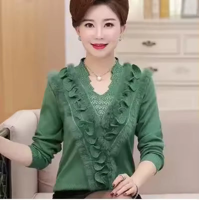 Embroidering Diamond Christmas Fur Sweater Pullover Jumper Tops