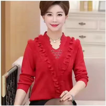 Embroidering Diamond Christmas Fur Sweater Pullover Jumper Tops