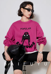 Embroidery Letters 3D O Neck Long Sleeve Two Pieces Loose Hoodies