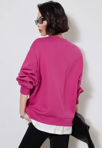 Embroidery Letters 3D O Neck Long Sleeve Two Pieces Loose Hoodies