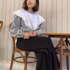 Fashion Contrast Ruffles Patchwork Sweatshirt Hoodies Pullover