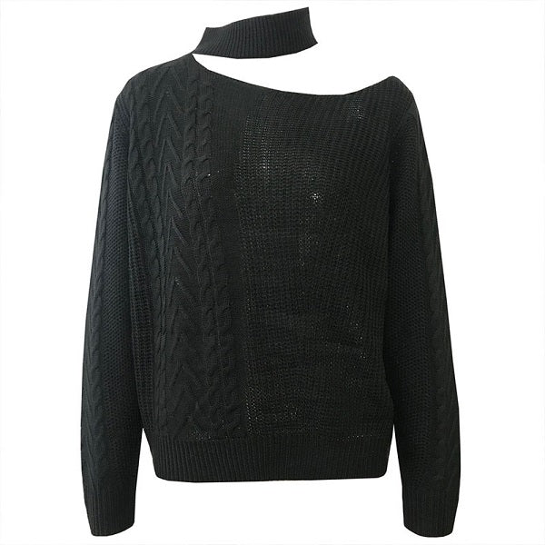 Fashion Cool-shoulder Irregular Long Sleeve Sweater