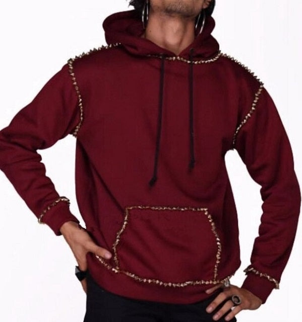 Fashion Designer Style Metal Rivet Hoodies Pullover Sweatshirt