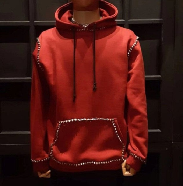 Fashion Designer Style Metal Rivet Hoodies Pullover Sweatshirt