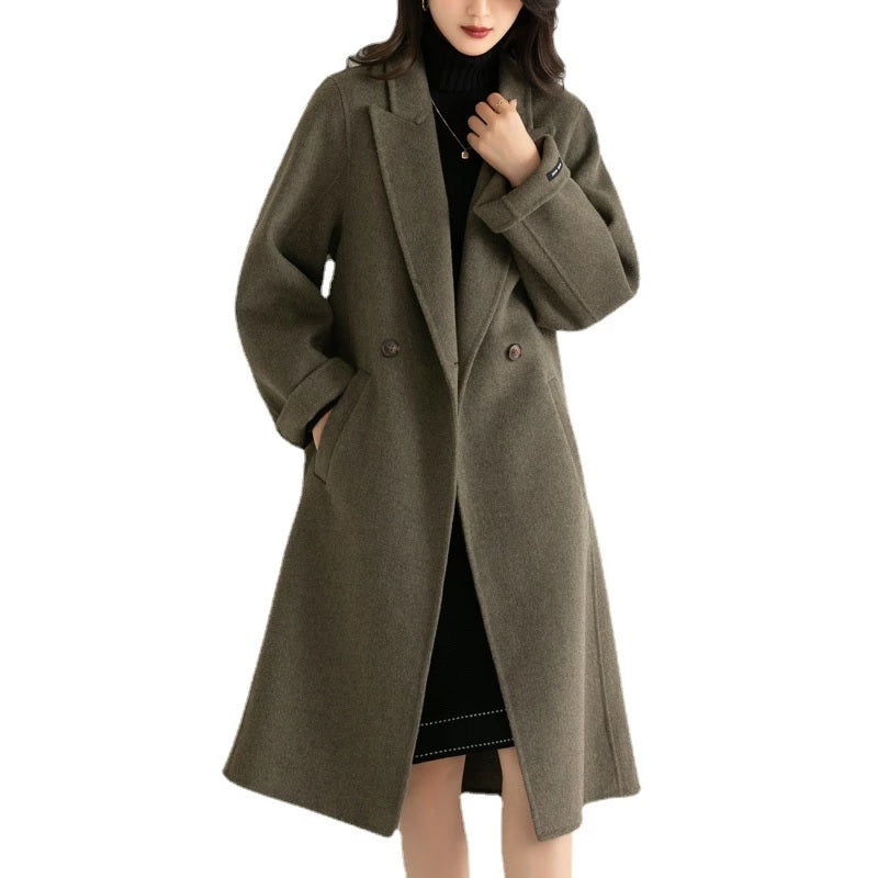 Fashion French Minimalist Double-sided Cashmere Blend Coat