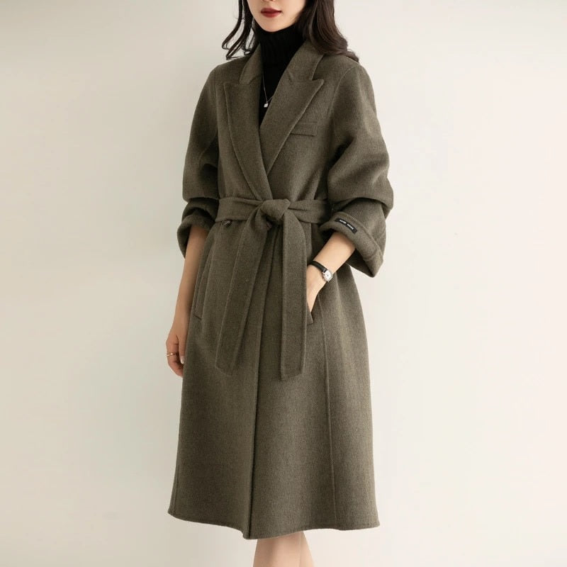 Fashion French Minimalist Double-sided Cashmere Blend Coat
