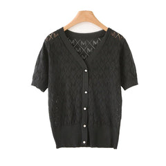 Fashion Knitted Cardigan Short Sleeve Sweater
