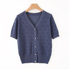 Fashion Knitted Cardigan Short Sleeve Sweater