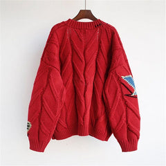 Fashion Letter Embroidery Knitted Single Breasted Cardigan