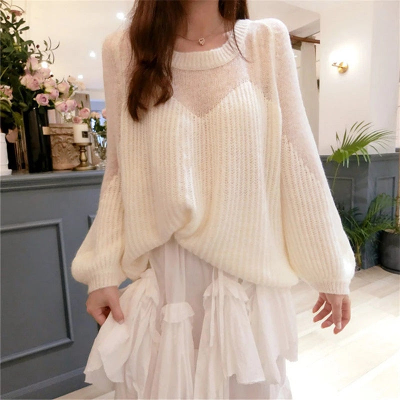 Fashion Long Sleeve Loose Casual Thin Soft Wool Sweater