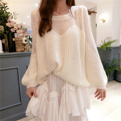 Fashion Long Sleeve Loose Casual Thin Soft Wool Sweater