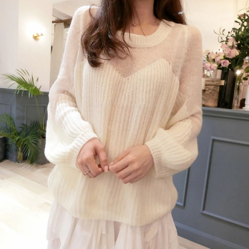 Fashion Long Sleeve Loose Casual Thin Soft Wool Sweater