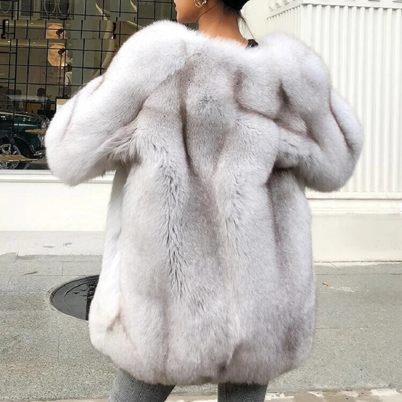 Fashion Luxury Solid Color Natural Fox Fur Jackets