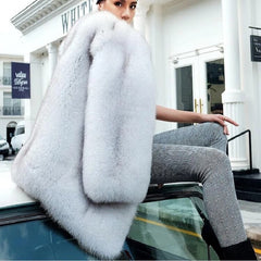 Fashion Luxury Solid Color Natural Fox Fur Jackets