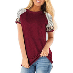 Fashion Patchwork Round Collar Short Sleeve T-Shirts