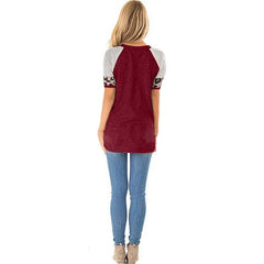 Fashion Patchwork Round Collar Short Sleeve T-Shirts