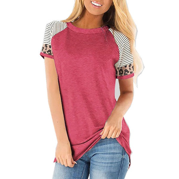 Fashion Patchwork Round Collar Short Sleeve T-Shirts