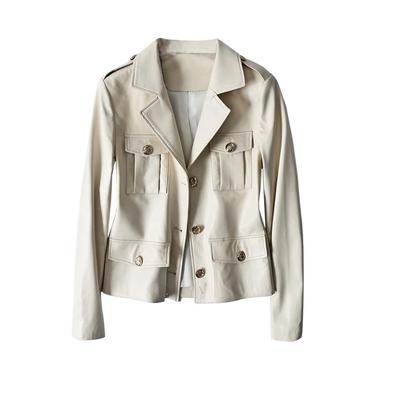 Fashion Real Sheepskin Leather Korean Jacket