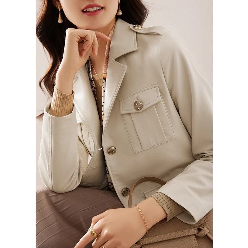Fashion Real Sheepskin Leather Korean Jacket