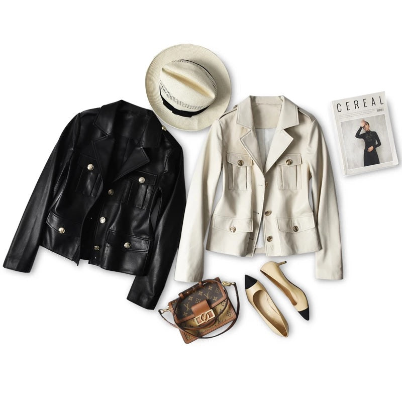 Fashion Real Sheepskin Leather Korean Jacket