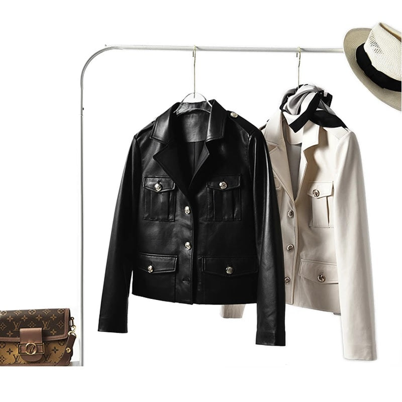 Fashion Real Sheepskin Leather Korean Jacket