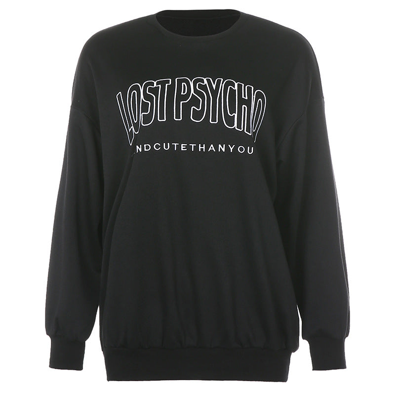 Fashion Round Neck Letter Print Long Sleeve Loose Sweatshirts
