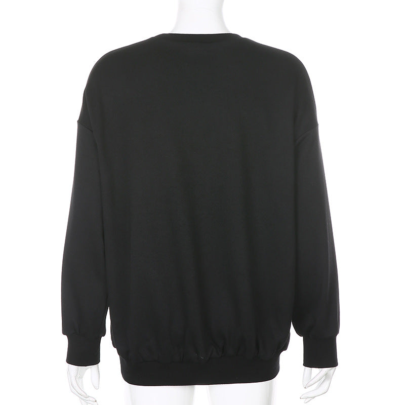 Fashion Round Neck Letter Print Long Sleeve Loose Sweatshirts