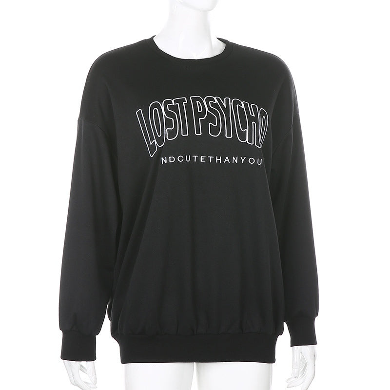 Fashion Round Neck Letter Print Long Sleeve Loose Sweatshirts