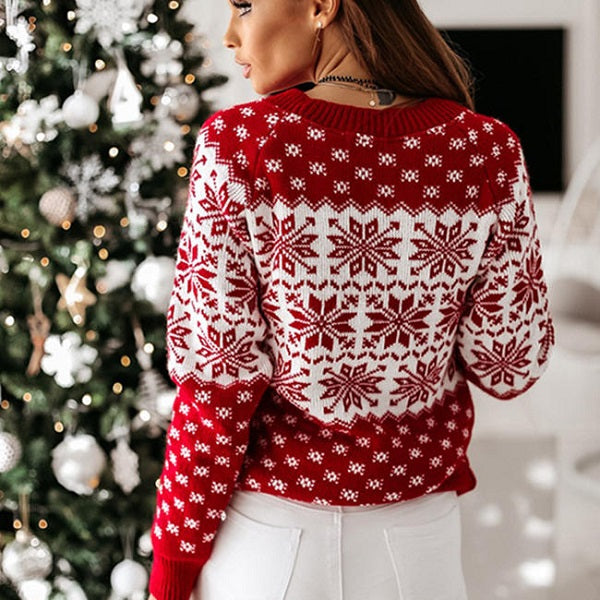 Fashion Snowflake Long Sleeve Sweater