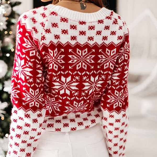 Fashion Snowflake Long Sleeve Sweater