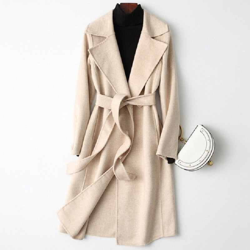 Fashion Solid Color Double-sided Cashmere Blends Coat