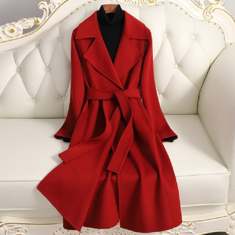 Fashion Solid Color Double-sided Cashmere Blends Coat