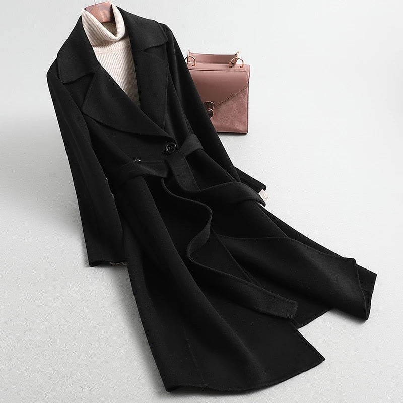 Fashion Solid Color Double-sided Cashmere Blends Coat