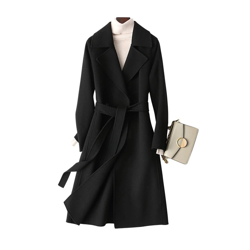 Fashion Solid Color Double-sided Cashmere Blends Coat