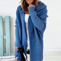 Fashion Solid Color Long-sleeve Loose Hooded Knitwear
