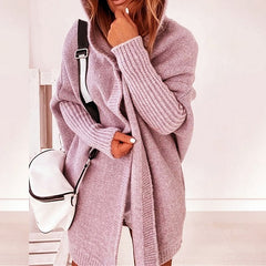 Fashion Solid Color Long-sleeve Loose Hooded Knitwear
