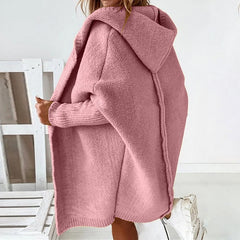 Fashion Solid Color Long-sleeve Loose Hooded Knitwear