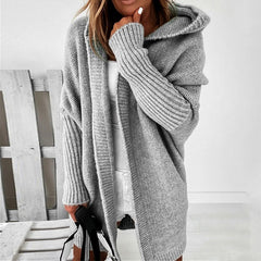 Fashion Solid Color Long-sleeve Loose Hooded Knitwear
