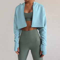 Fashion Solid Color Zipper Hoodie