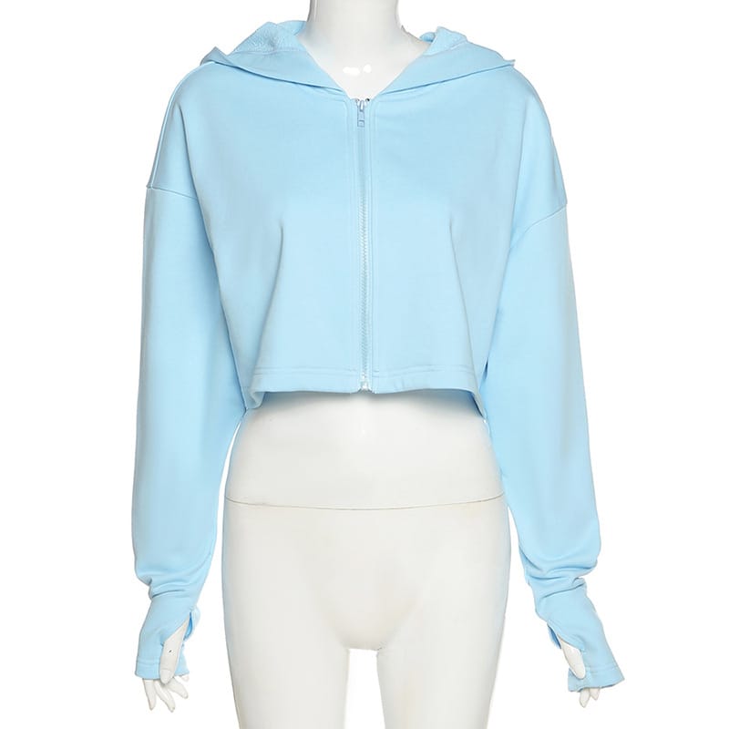 Fashion Solid Color Zipper Hoodie