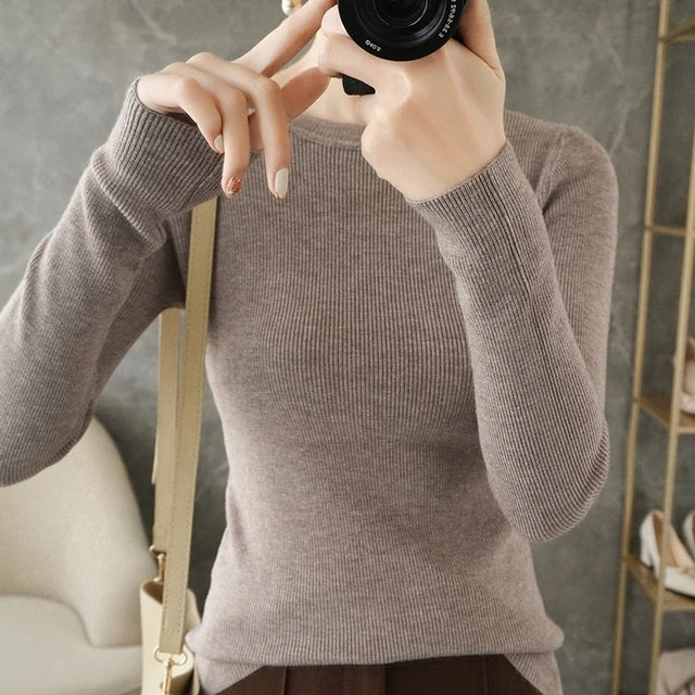 Fashion Solid O-neck Knitted Inner Sweaters
